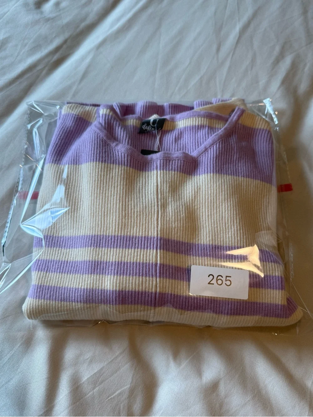 Pastel Striped Boxy Crewneck Sweater - Lavender & Cream
